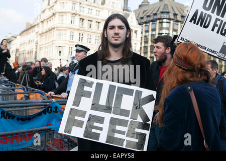 LONDON, ENGLAND - NOVEMBER 19: Students take part in a protest march against fees and cuts in the education system on November 1 Stock Photo
