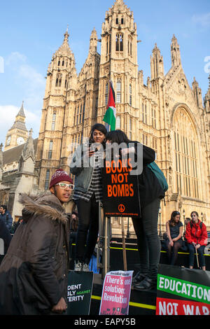 LONDON, ENGLAND - NOVEMBER 19: Students take part in a protest march against fees and cuts in the education system on November 1 Stock Photo