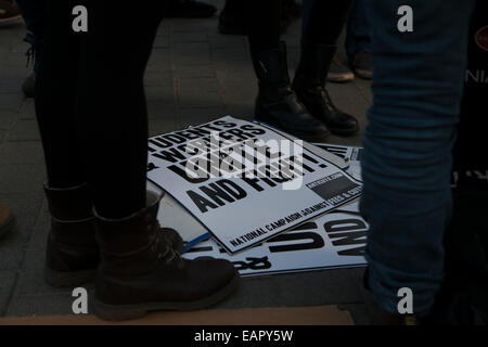 LONDON, ENGLAND - NOVEMBER 19: Students take part in a protest march against fees and cuts in the education system on November 1 Stock Photo