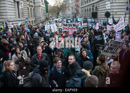 LONDON, ENGLAND - NOVEMBER 19: Students take part in a protest march against fees and cuts in the education system on November 1 Stock Photo