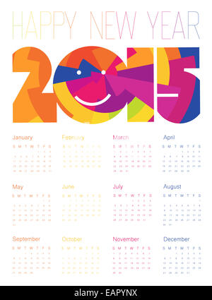 Happy New Year Colorful Calendar 2015 Design. Vector. Stock Photo