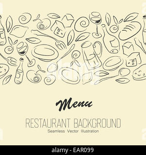 Seamless Resaurant Background With Copyspace. Vector Stock Photo