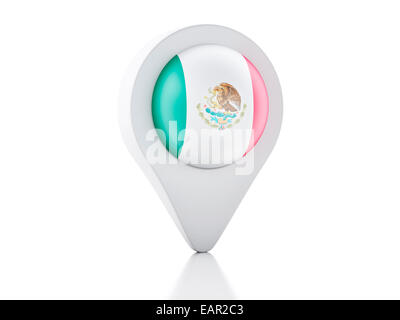 Map pointer on the map of Mexico, 3D rendering isolated on white ...
