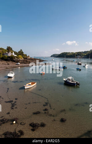 View towards Ynys Gaint and bangor pier on the Menai Strait Anglesey North Wales Stock Photo