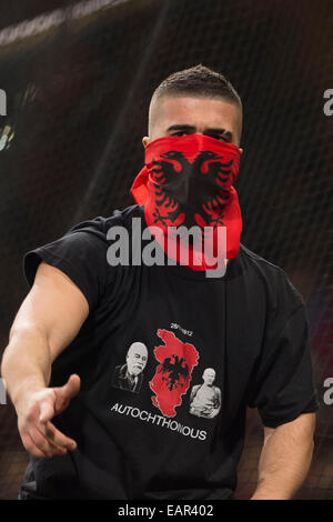 Albania fans (ALB), NOVEMBER 18, 2014 - Football / Soccer : International Friendly match between Italy 1-0 Albania at Stadio Luigi Ferraris in Genova, Italy. (Photo by Maurizio Borsari/AFLO) [0855] Stock Photo