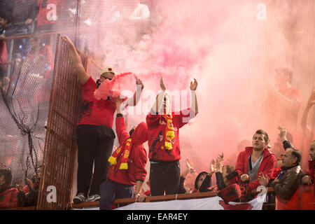 Albania fans (ALB), NOVEMBER 18, 2014 - Football / Soccer : International Friendly match between Italy 1-0 Albania at Stadio Luigi Ferraris in Genova, Italy. (Photo by Maurizio Borsari/AFLO) [0855] Stock Photo