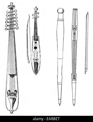 various stringed instruments, old forms of the violins, case-violin ...