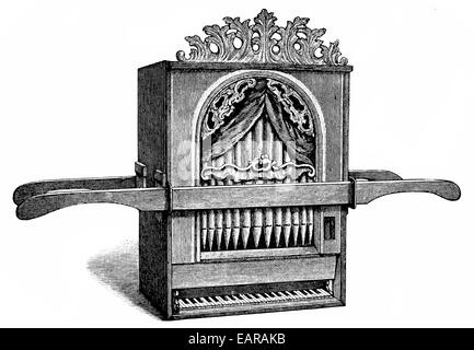 music, instruments, keyboard instrument, organ, after miniature, 14th ...