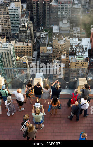 Observation deck of the Rockefeller Center, Manhattan, New York City, New York, United States Stock Photo
