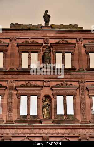 Ornate entrance facade of the Ottheinrich building, castle, Heidelberg, Baden-Württemberg, Germany Stock Photo