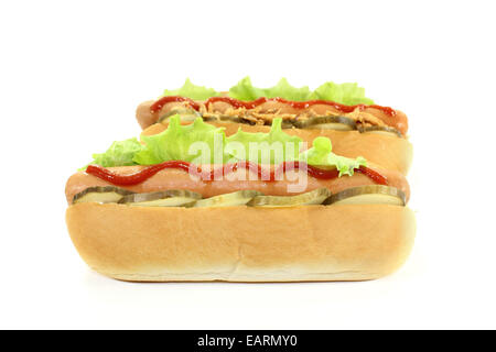 Various Hot Dog's in front of white background Stock Photo