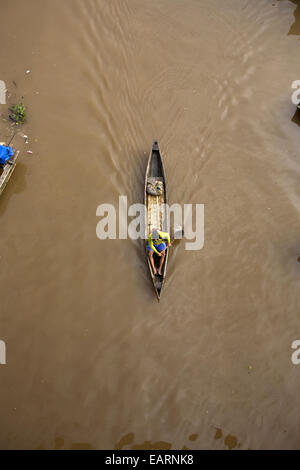 Boat on Uyacali River, Requena, Peru Stock Photo