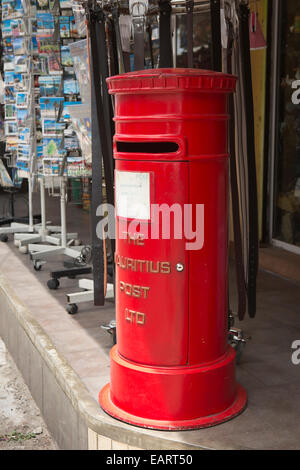Mauritius, Grand Baie, red pillar box of Mauritius Post Co Stock Photo