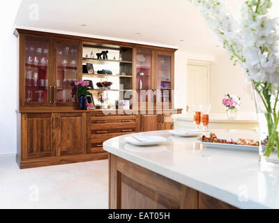 Freestanding dresser unit in spacious kitchen Stock Photo