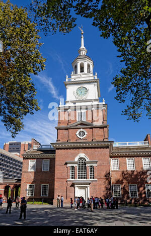 Independence Hall is the centerpiece of Independence National Historical Park in Philadelphia, Pennsylvania. Stock Photo