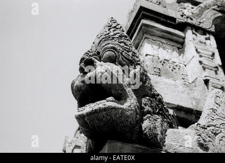 World Travel. Gargoyle sculpture at the Buddhist monument Borobudur in Magelang Yogyakarta in Indonesia in Southeast Asia. History Culture Stock Photo