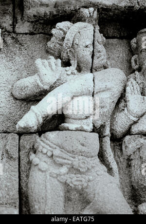 World Travel. Carvings and reliefs at Buddhist monument Borobudur in Yogyakarta in Indonesia in Southeast Asia. Wanderlust Escapism History Culture Stock Photo