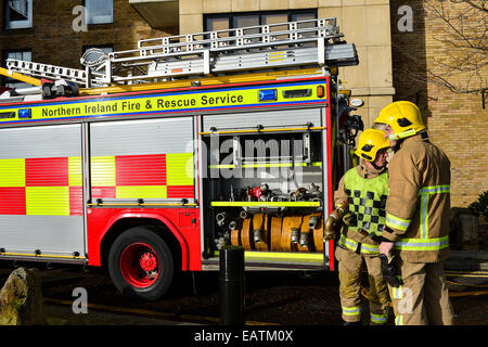 Stock Photo - Firefighters at the scene of an incident at apartment block. Photo: George Sweeney/Alamy Stock Photo