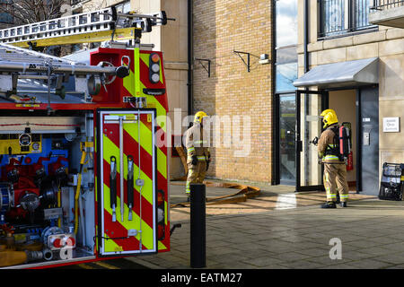 Stock Photo - Firefighters at the scene of an incident at apartment block. Photo: George Sweeney/Alamy Stock Photo