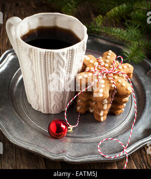 Cup of coffee and gingerbread cookies. Stock Photo