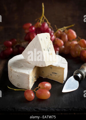 Cambazola cheese and grapes Stock Photo