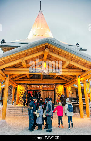 ROVANIEMI, FINLAND - January 3, Entrance to the Santa Claus office at January 3, 2013 in Rovaniemi Stock Photo