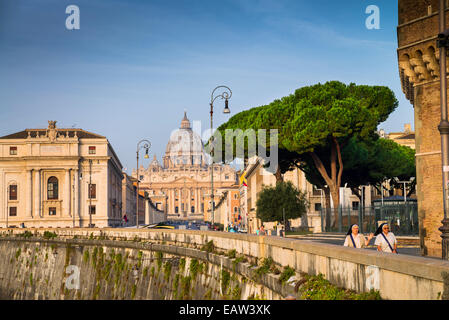 St Peter Basilica viewed from Via della Conciliazione, Rome, Italy, Europe Stock Photo