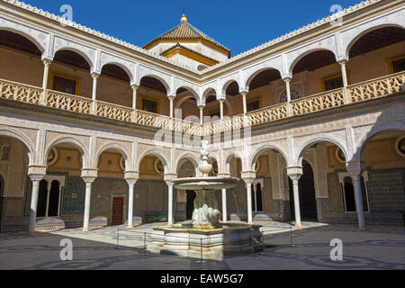 SEVILLE, SPAIN - OCTOBER 28, 2014: The Courtyard of Casa de Pilatos. Stock Photo