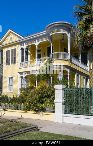 Historic home architecture in Galveston, Texas, USA. Stock Photo