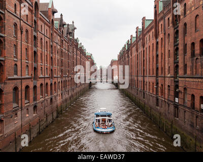 Historic Speicherstadt (lit. 'city of warehouses') in Hamburg, Germany, the largest warehouse district in the world. Stock Photo