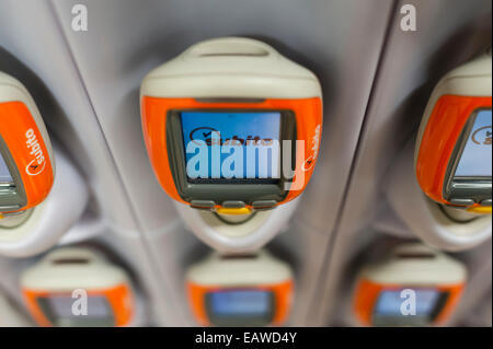 Handheld Subito self-scanning devices in a Migros supermarket in Zurich, Switzerland. Stock Photo