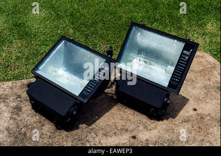 Floodlights used to illuminate the Museum of Natural History at night. Stock Photo