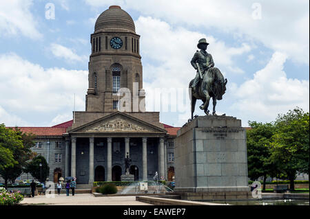 A statue of Andries Pretorius in front of the City Hall of Pretoria. Stock Photo