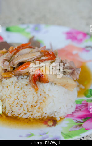 Roasted duck, Chinese style, served with steamed rice Stock Photo