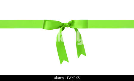 traditional green ribbon bow border, isolated on white Stock Photo