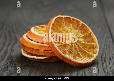 dried orange slices on old table, christmas style Stock Photo
