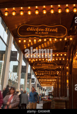 Christmas Markets and shoppers, Manchester, UK Stock Photo