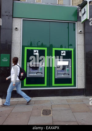 Cash machines outside branch of Lloyds Bank, London Stock Photo