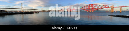 Panoramic image of the two bridges in Edinburgh Stock Photo