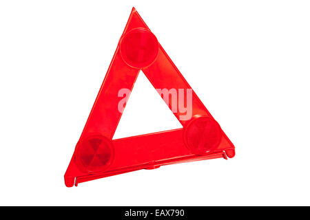 three reflectors on bright red warning triangle Stock Photo