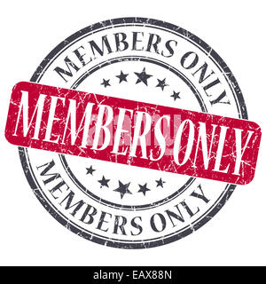 Members Only red grunge round stamp on white background Stock Photo