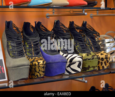 Colorful platform shoes, for sale at the WILD PAIR shoe store in Roosevelt  Field Shopping Center in Garden City, Long Island, NY Stock Photo - Alamy