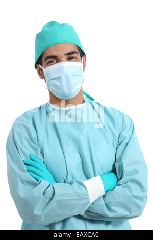 Surgeon doctor posing standing with folded arms isolated on a white background Stock Photo