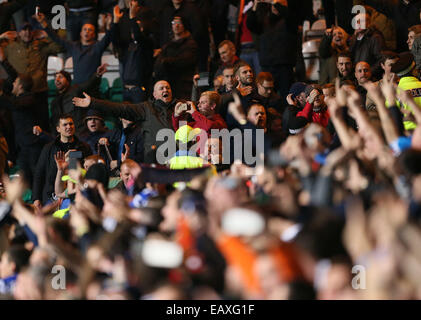 Glasgow, UK. 18th Nov, 2014. England's fans taunt the Scots.- International Friendly - Scotland vs England- Celtic Park - Glasgow - Scotland - 18th November 2014 - Picture David Klein/Sportimage. © csm/Alamy Live News Stock Photo