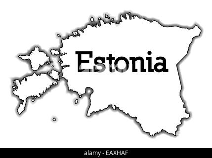 Outline map of Estonia over a white background Stock Photo