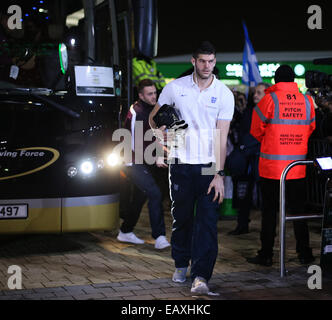 Glasgow, UK. 18th Nov, 2014. England's Fraser Forster arrives.- International Friendly - Scotland vs England- Celtic Park - Glasgow - Scotland - 18th November 2014 - Picture David Klein/Sportimage. © csm/Alamy Live News Stock Photo