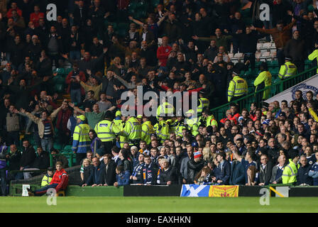 Glasgow, UK. 18th Nov, 2014. England's fans taunt the Scots.- International Friendly - Scotland vs England- Celtic Park - Glasgow - Scotland - 18th November 2014 - Picture David Klein/Sportimage. © csm/Alamy Live News Stock Photo