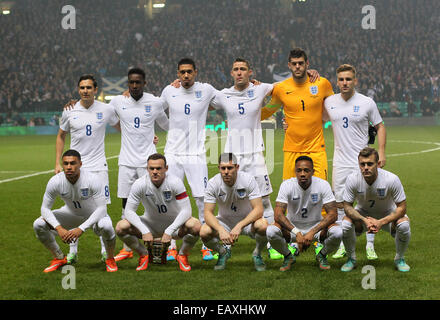 Glasgow, UK. 18th Nov, 2014. England's team group.- International Friendly - Scotland vs England- Celtic Park - Glasgow - Scotland - 18th November 2014 - Picture David Klein/Sportimage. © csm/Alamy Live News Stock Photo