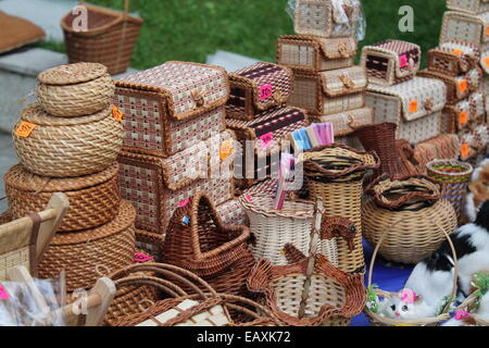 hand making baskets from willow Stock Photo