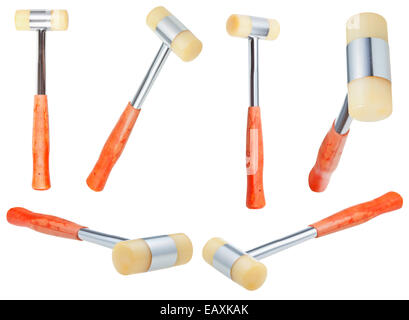 set of Soft-faced Hammers isolated on white background Stock Photo